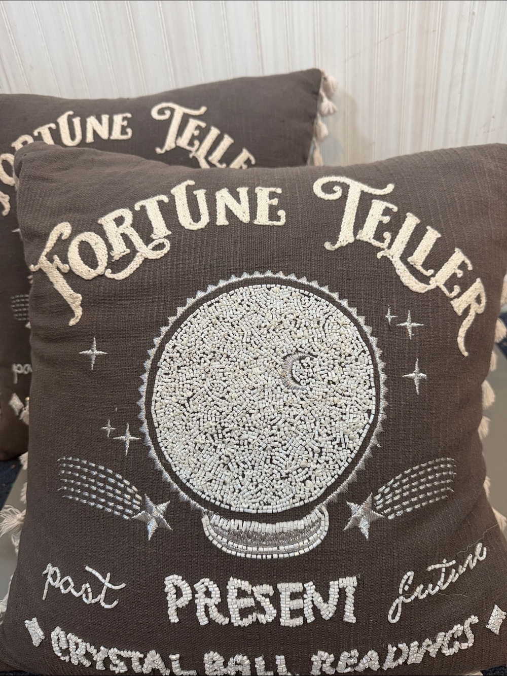 2 SET FORTUNE TELLER CRYSTAL BALL DOWN PILLOWS